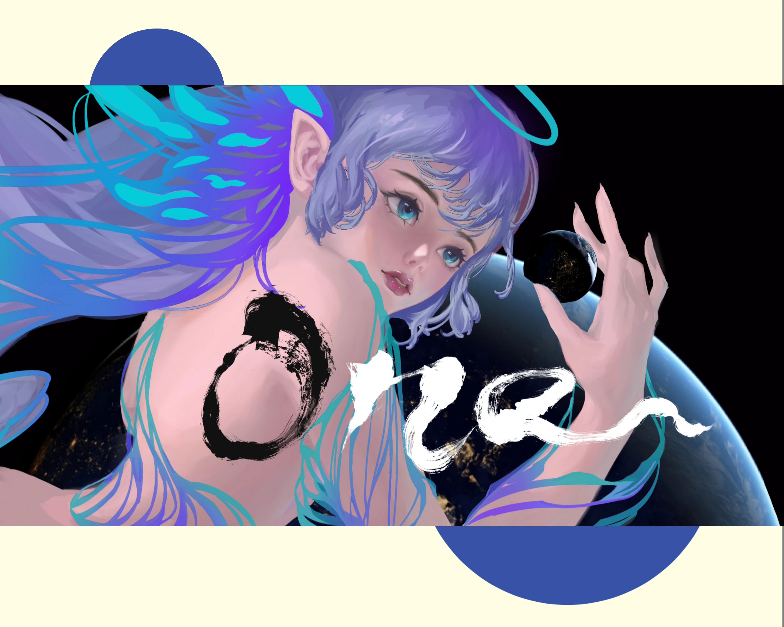 插画——蓝发少女