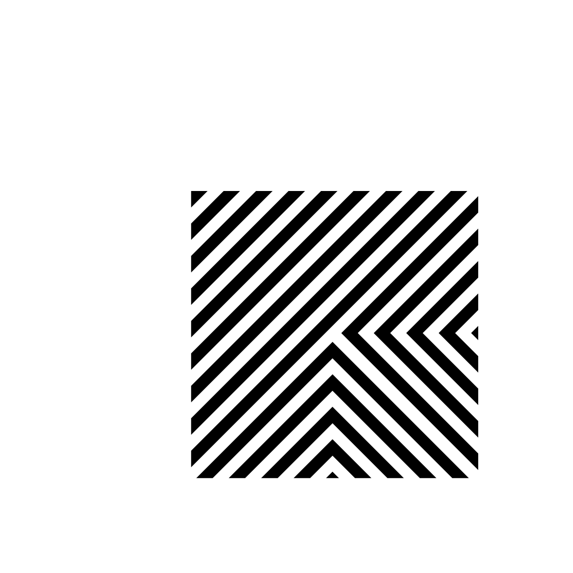 导出成品：斜条纹与嵌套箭头组成的方形图形